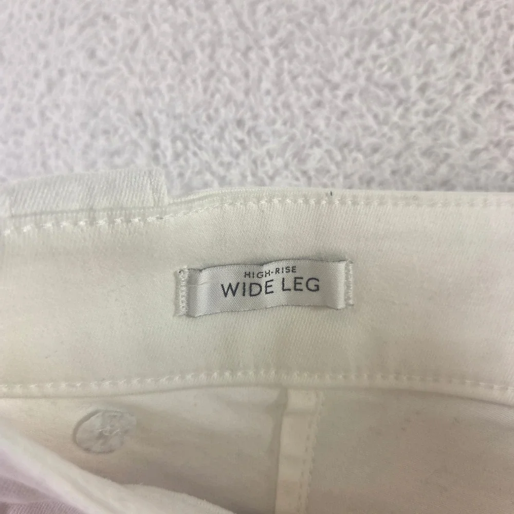 White House Black Market High Rise Wide Leg Sailor Pants White Silver Button 00L - Picture 7 of 11